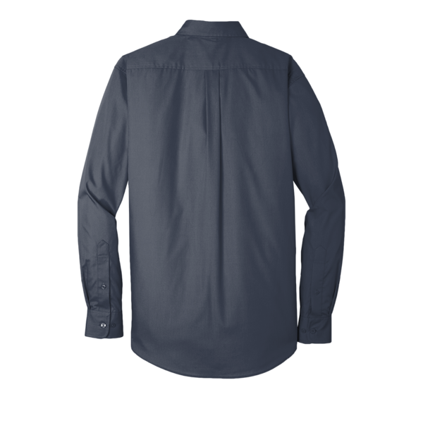 Port Authority Long Sleeve Carefree Poplin Shirt, River Blue Navy, Back view