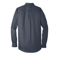 Port Authority Long Sleeve Carefree Poplin Shirt, River Blue Navy, Back view