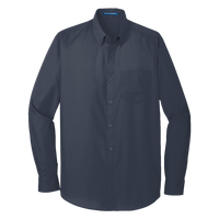 Port Authority Long Sleeve Carefree Poplin Shirt, River Blue Navy, Front view