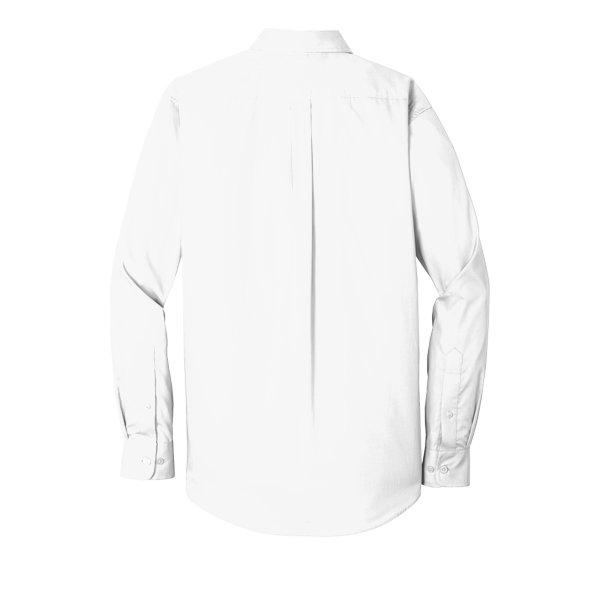 Port Authority Long Sleeve Carefree Poplin Shirt, White, Back view