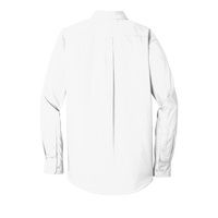 Port Authority Long Sleeve Carefree Poplin Shirt, White, Back view