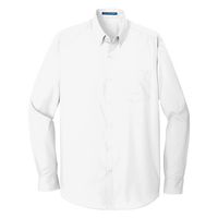 Port Authority Long Sleeve Carefree Poplin Shirt, White, Front view