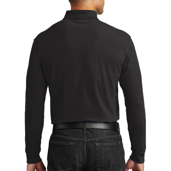 Port Authority Long Sleeve Core Classic Pique Polo, Deep Black, Back view