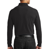 Port Authority Long Sleeve Core Classic Pique Polo, Deep Black, Back view