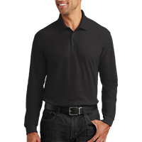 Port Authority Long Sleeve Core Classic Pique Polo, Deep Black, Front view