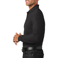 Port Authority Long Sleeve Core Classic Pique Polo, Deep Black, Left Sleeve view