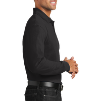 Port Authority Long Sleeve Core Classic Pique Polo, Deep Black, Right Sleeve view