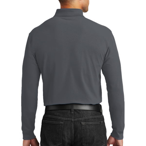 Port Authority Long Sleeve Core Classic Pique Polo, Graphite, Back view