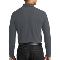 Port Authority Long Sleeve Core Classic Pique Polo, Graphite, Back view