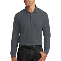 Port Authority Long Sleeve Core Classic Pique Polo, Graphite, Front view