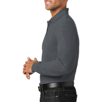 Port Authority Long Sleeve Core Classic Pique Polo, Graphite, Left Sleeve view
