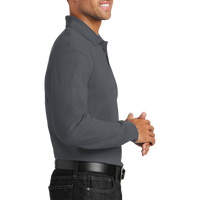 Port Authority Long Sleeve Core Classic Pique Polo, Graphite, Right Sleeve view