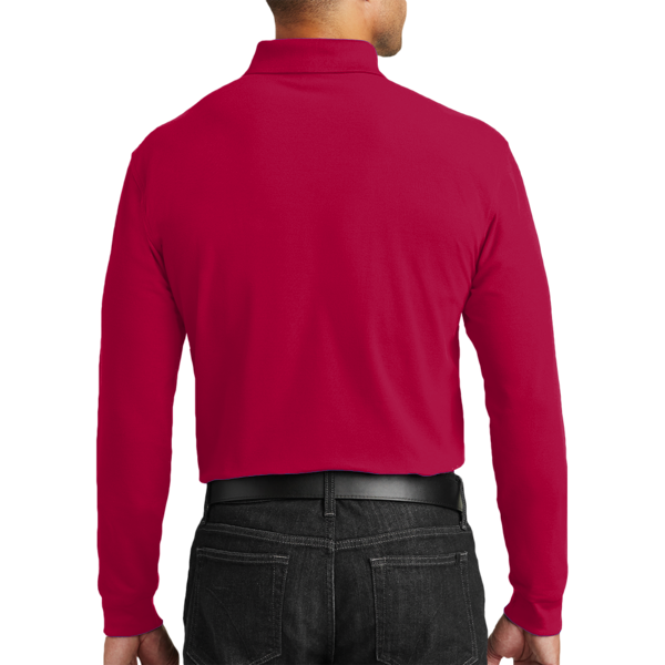 Port Authority Long Sleeve Core Classic Pique Polo, Rich Red, Back view