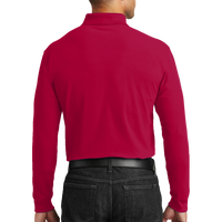Port Authority Long Sleeve Core Classic Pique Polo, Rich Red, Back view