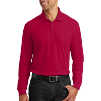 Port Authority Long Sleeve Core Classic Pique Polo, Rich Red, Front view