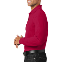 Port Authority Long Sleeve Core Classic Pique Polo, Rich Red, Left Sleeve view