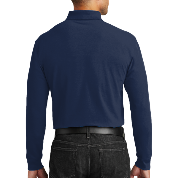 Port Authority Long Sleeve Core Classic Pique Polo, River Blue Navy, Back view