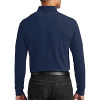Port Authority Long Sleeve Core Classic Pique Polo, River Blue Navy, Back view