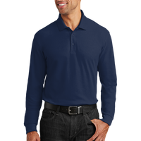 Port Authority Long Sleeve Core Classic Pique Polo, River Blue Navy, Front view