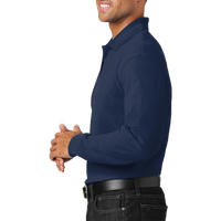 Port Authority Long Sleeve Core Classic Pique Polo, River Blue Navy, Left Sleeve view