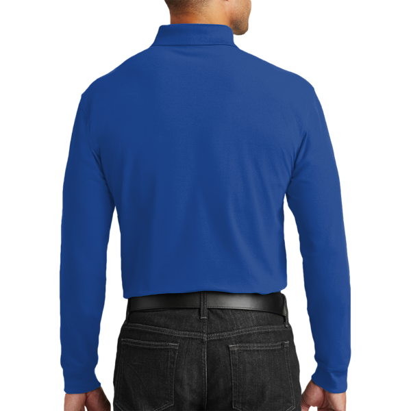 Port Authority Long Sleeve Core Classic Pique Polo, True Royal, Back view
