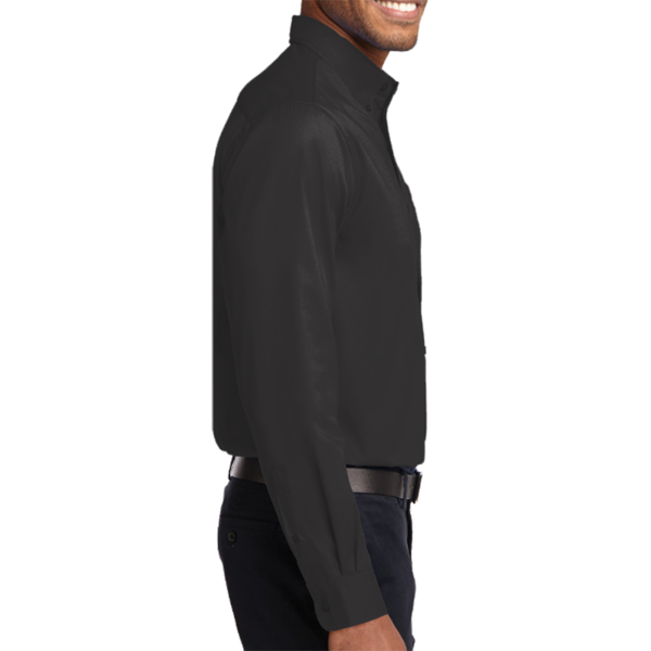 Port Authority Long Sleeve Easy Care Shirt, Black / Light Stone, Right Sleeve view