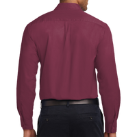 Port Authority Long Sleeve Easy Care Shirt, Burgundy / Light Stone, Back view