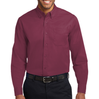 Port Authority Long Sleeve Easy Care Shirt, Burgundy / Light Stone, Front view