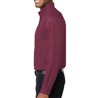 Port Authority Long Sleeve Easy Care Shirt, Burgundy / Light Stone, Left Sleeve view