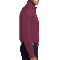 Port Authority Long Sleeve Easy Care Shirt, Burgundy / Light Stone, Right Sleeve view