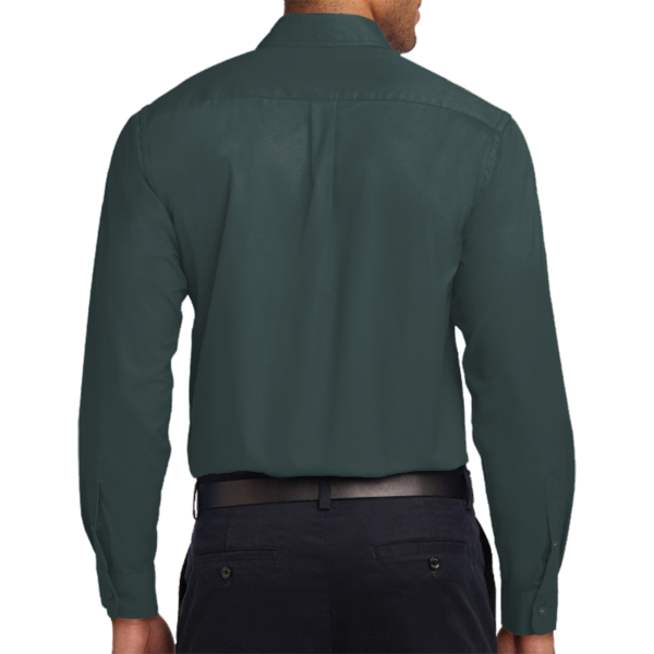 Port Authority Long Sleeve Easy Care Shirt, Dark Green / Navy, Back view