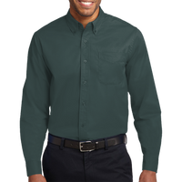 Port Authority Long Sleeve Easy Care Shirt, Dark Green / Navy, Front view