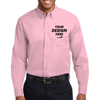 Port Authority Long Sleeve Easy Care Shirt, Light Pink / Light Pink, Front view, Mockup