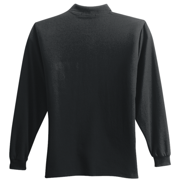 Port Authority Long Sleeve Silk Touch Polo with Pocket, Black, Back view