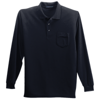 Port Authority Long Sleeve Silk Touch Polo with Pocket, Navy, Front view