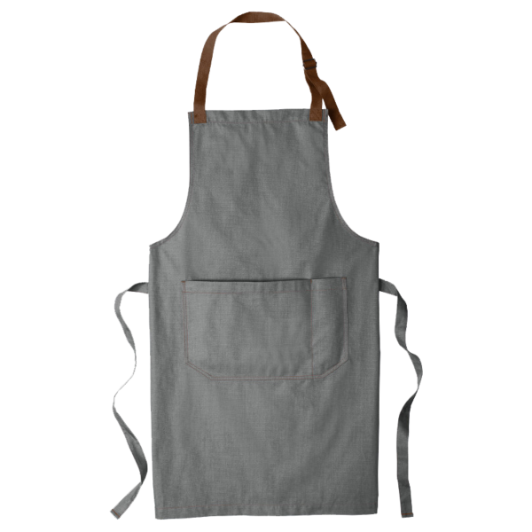 Port Authority Market Full Length Bib Apron, Ash Grey, Front view