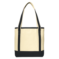 Port Authority Medium Cotton Canvas Tote, Natural / Black, Back view