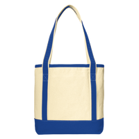 Port Authority Medium Cotton Canvas Tote, Natural / True Royal, Back view