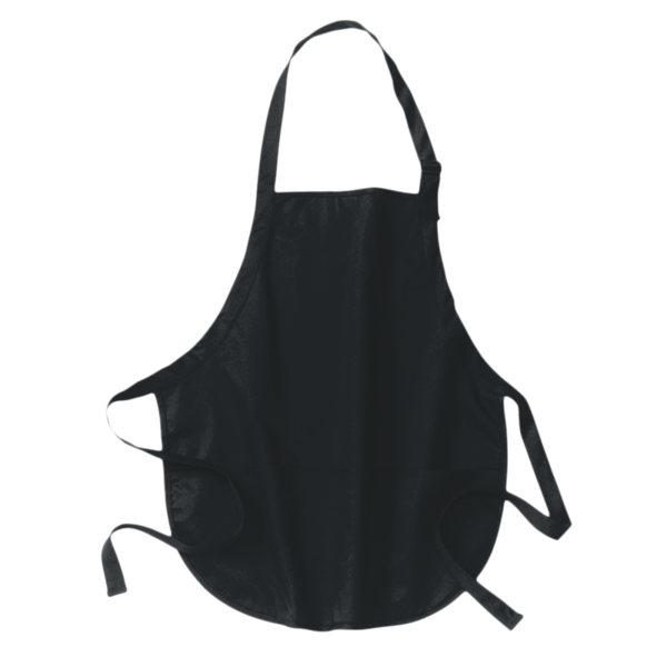 Port Authority Medium Length Apron with Pouch Pockets, Black, Front view