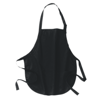 Port Authority Medium Length Apron with Pouch Pockets, Black, Front view