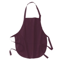 Port Authority Medium Length Apron with Pouch Pockets, Maroon, Front view