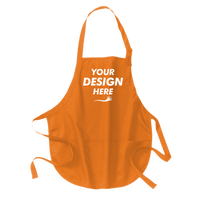 Port Authority Medium Length Apron with Pouch Pockets, Orange, Front view, Mockup