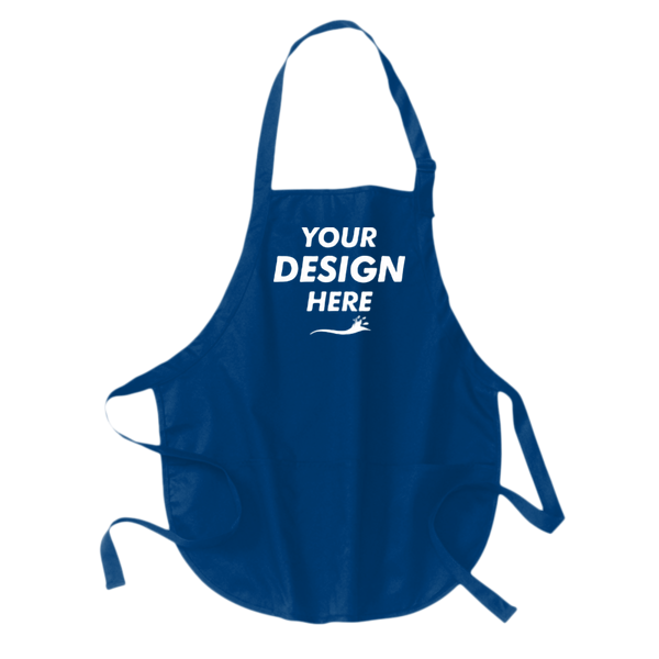 Port Authority Medium Length Apron with Pouch Pockets, Royal, Front view, Mockup