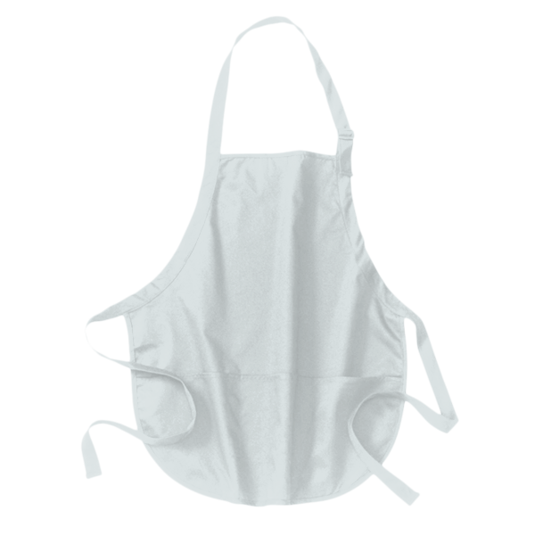 Port Authority Medium Length Apron with Pouch Pockets, White, Front view