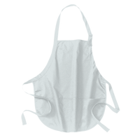 Port Authority Medium Length Apron with Pouch Pockets, White, Front view