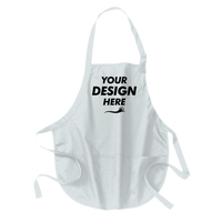 Port Authority Medium Length Apron with Pouch Pockets, White, Front view, Mockup