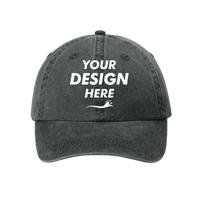 Port Authority Pigment Dyed Cap, Black, Front view, Mockup