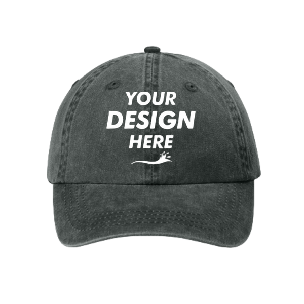 Port Authority Pigment Dyed Cap, Black, Front view, Mockup