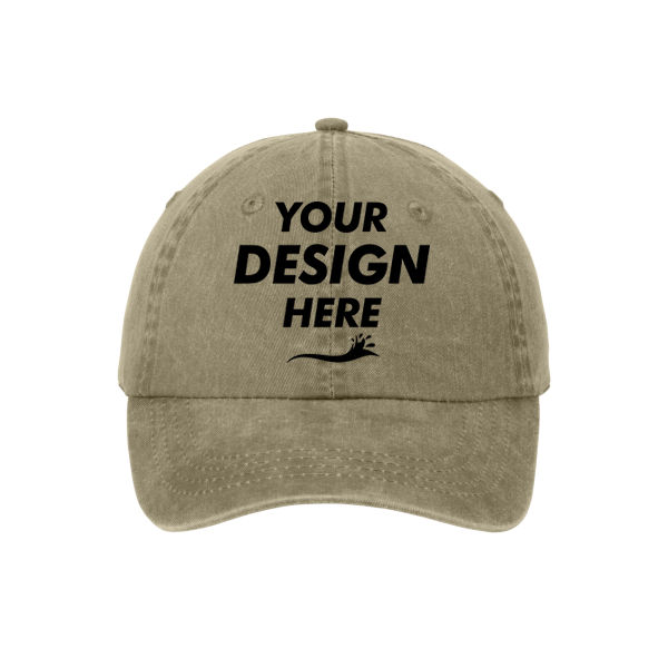 Port Authority Pigment Dyed Cap, Khaki, Front view, Mockup