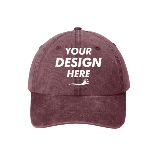 Port Authority Pigment Dyed Cap, Maroon, Front view, Mockup